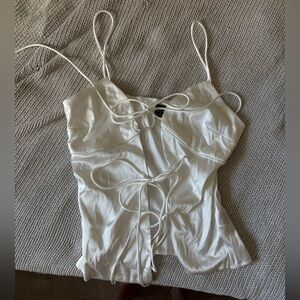 SHEIN White Satin Lace-Up tank